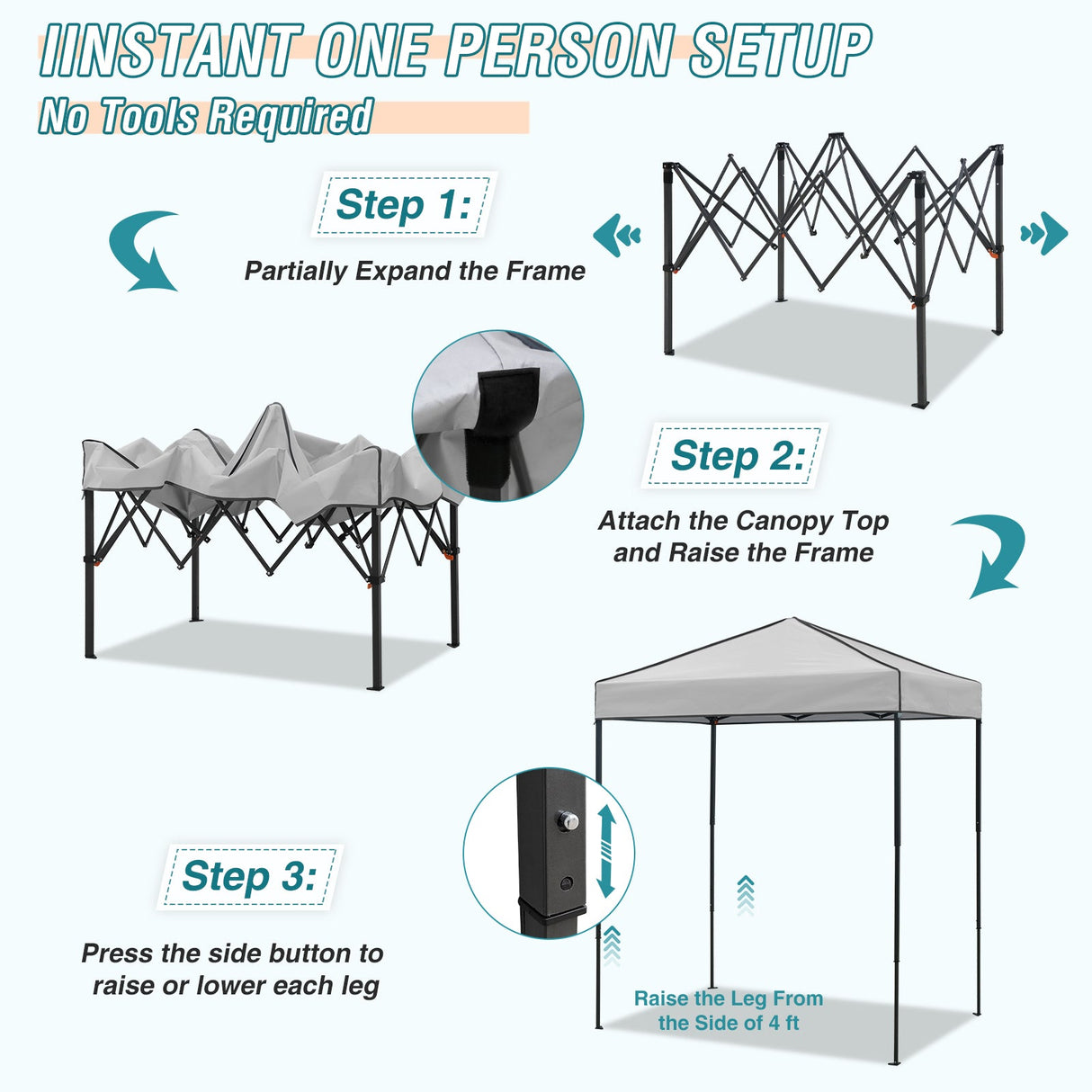 6x4 Instant Pop Up Canopy Tent - Eagle Peak Custom Canopy Tent