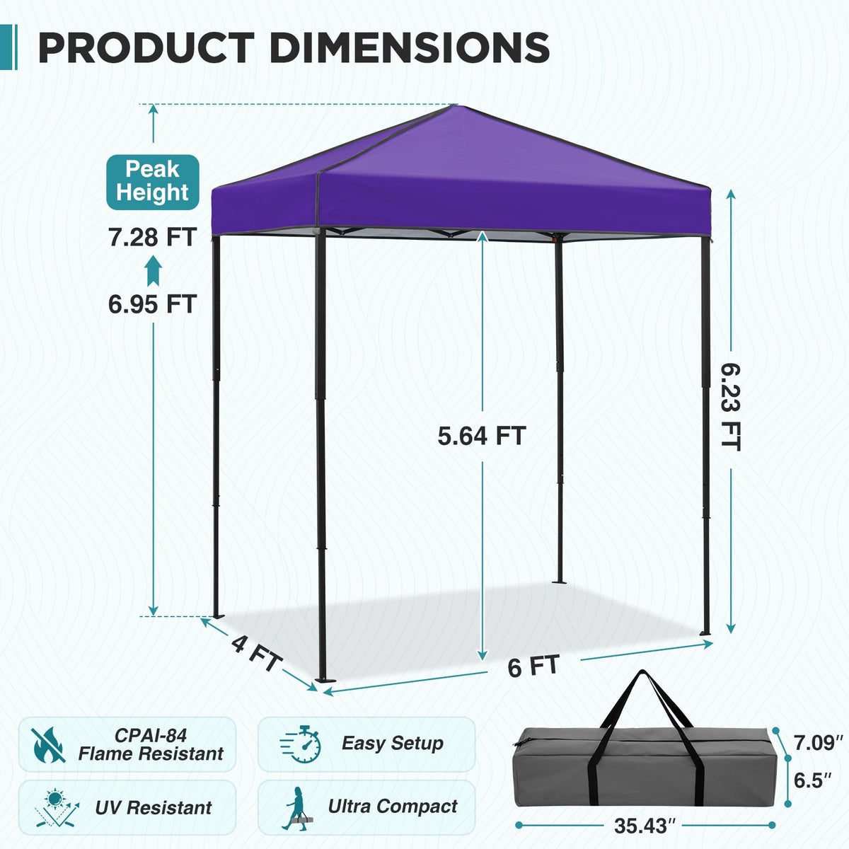 6x4 Instant Pop Up Canopy Tent - Eagle Peak®