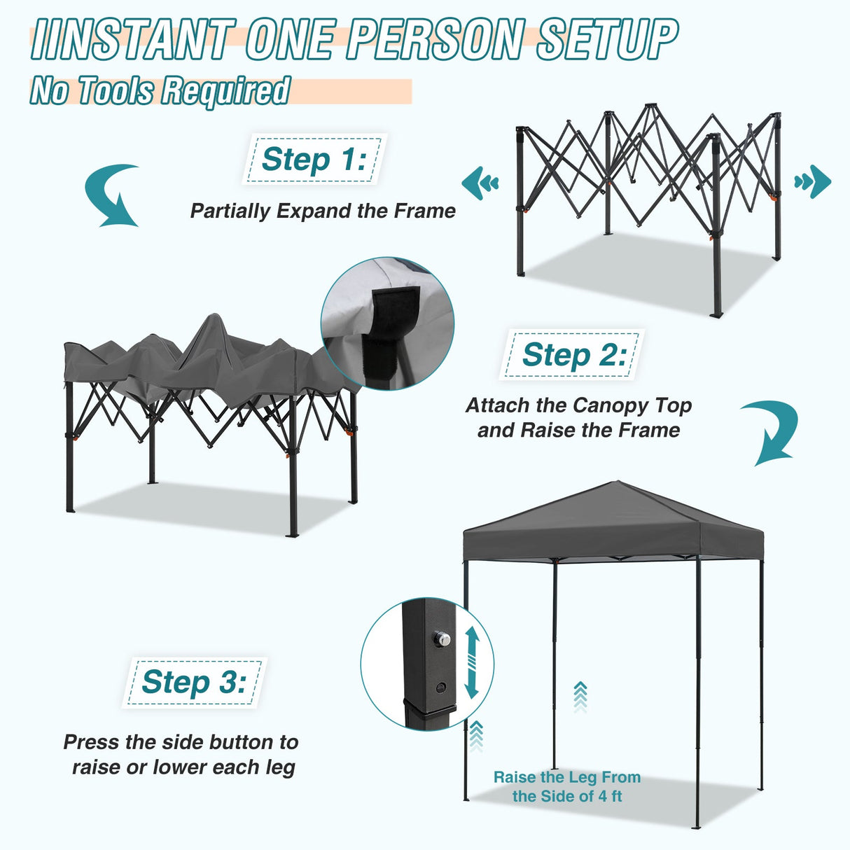6x4 Instant Pop Up Canopy Tent - Eagle Peak Custom Canopy Tent