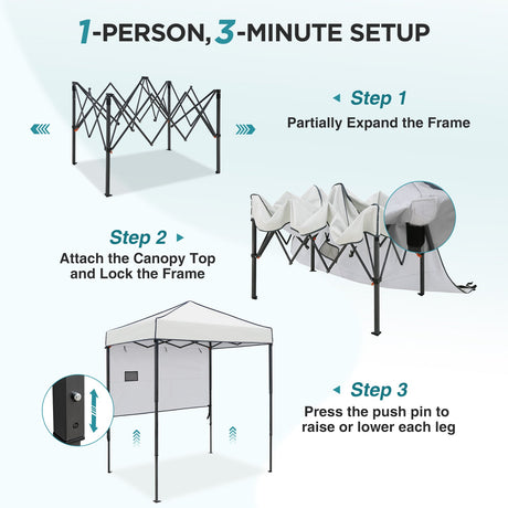 6x4 Instant Pop Up Canopy Tent with 1 Half Wall - Eagle Peak®