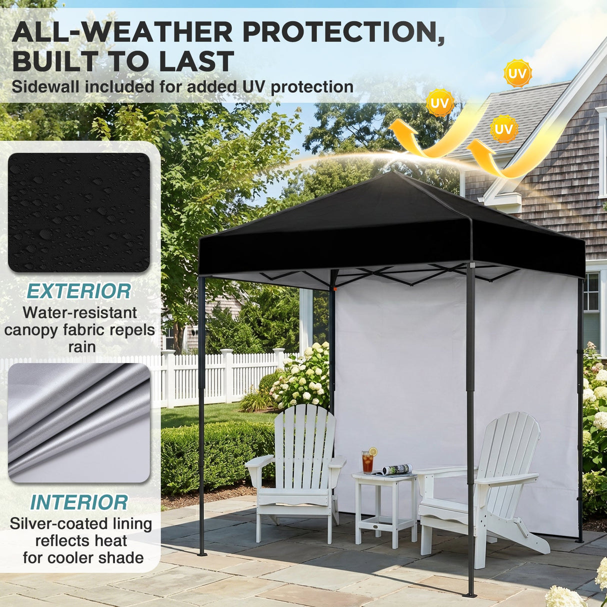 6x4 Instant Pop Up Canopy Tent with 1 Side Wall Panel - Eagle Peak®