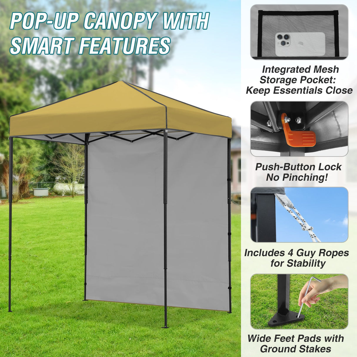 6x4 Instant Pop Up Canopy Tent with 1 Side Wall Panel - Eagle Peak Custom Canopy Tent