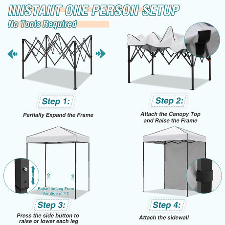 6x4 Instant Pop Up Canopy Tent with 1 Side Wall Panel - Eagle Peak Custom Canopy Tent