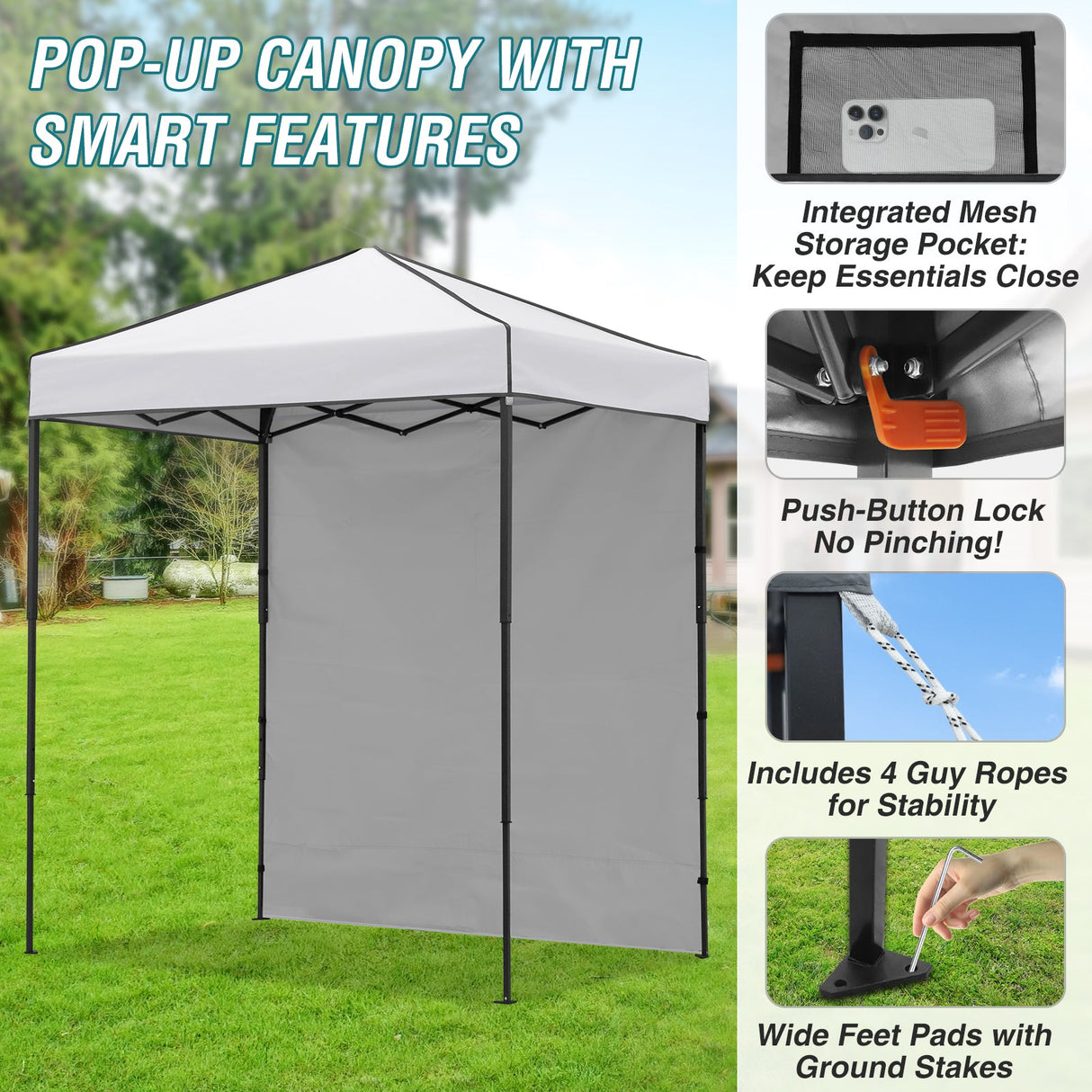 6x4 Instant Pop Up Canopy Tent with 1 Side Wall Panel - Eagle Peak Custom Canopy Tent