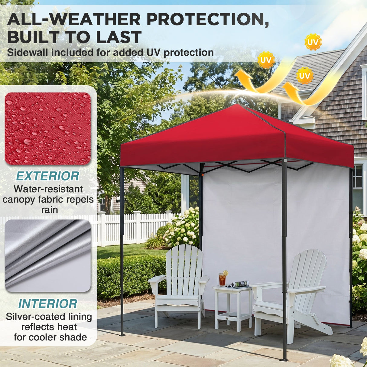 6x4 Instant Pop Up Canopy Tent with 1 Side Wall Panel - Eagle Peak®