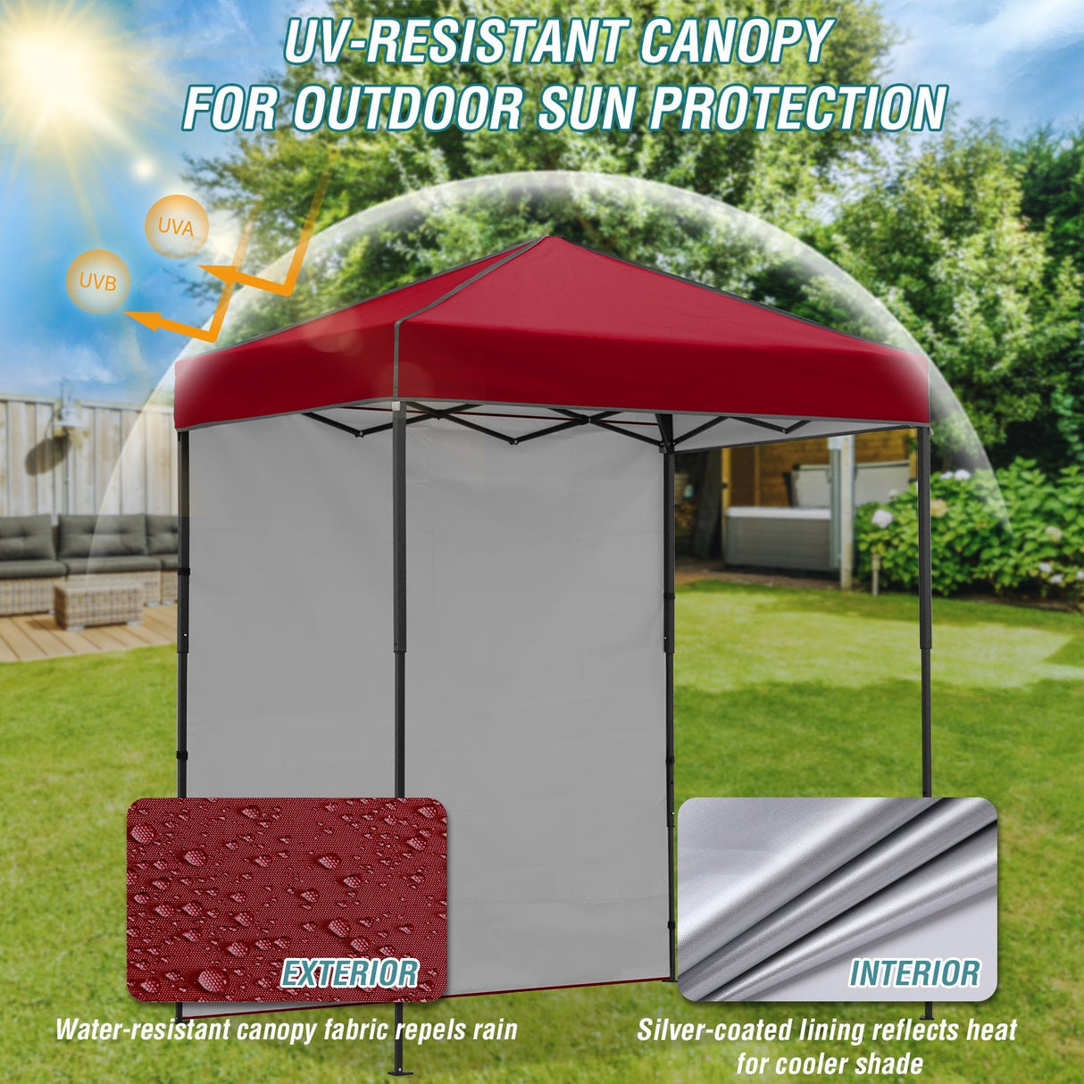 6x4 Instant Pop Up Canopy Tent with 1 Side Wall Panel - Eagle Peak Custom Canopy Tent