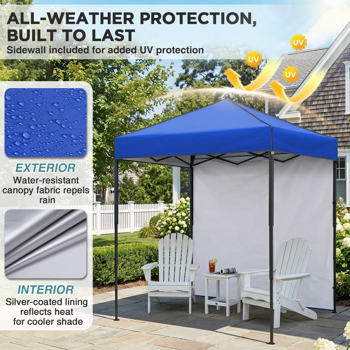 6x4 Instant Pop Up Canopy Tent with 1 Side Wall Panel - Eagle Peak®