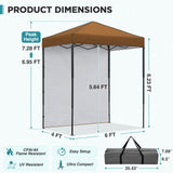 6x4 Instant Pop Up Canopy Tent with 1 Side Wall Panel - Eagle Peak®