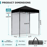 6x4 Instant Pop Up Canopy Tent with 1 Side Wall Panel - Eagle Peak®