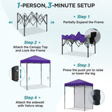 6x4 Instant Pop Up Canopy Tent with 1 Side Wall Panel - Eagle Peak®