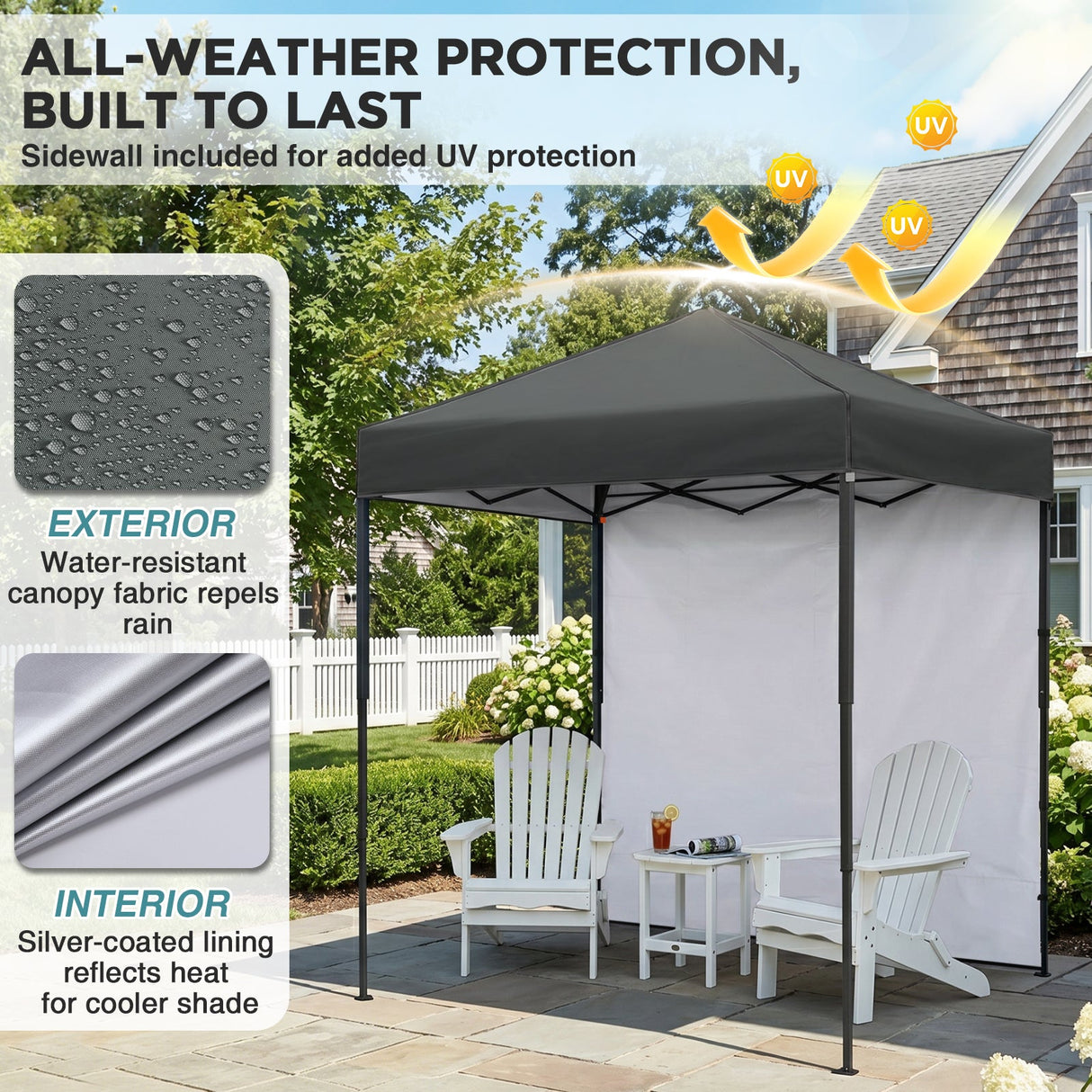 6x4 Instant Pop Up Canopy Tent with 1 Side Wall Panel - Eagle Peak®