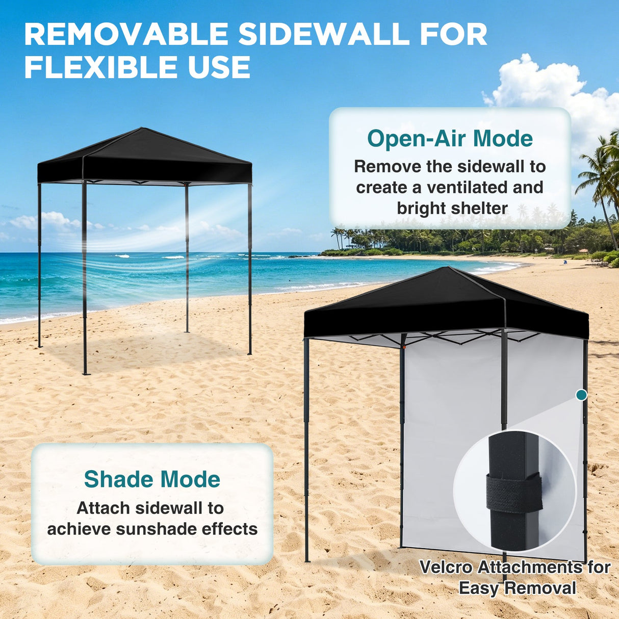 6x4 Instant Pop Up Canopy Tent with 1 Side Wall Panel - Eagle Peak®