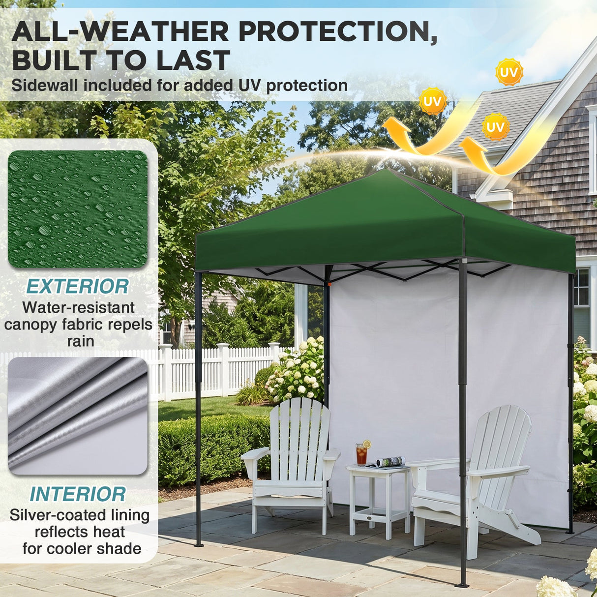 6x4 Instant Pop Up Canopy Tent with 1 Side Wall Panel - Eagle Peak®