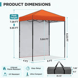 6x4 Instant Pop Up Canopy Tent with 1 Side Wall Panel - Eagle Peak®