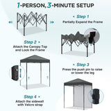 6x4 Instant Pop Up Canopy Tent with 1 Side Wall Panel - Eagle Peak®