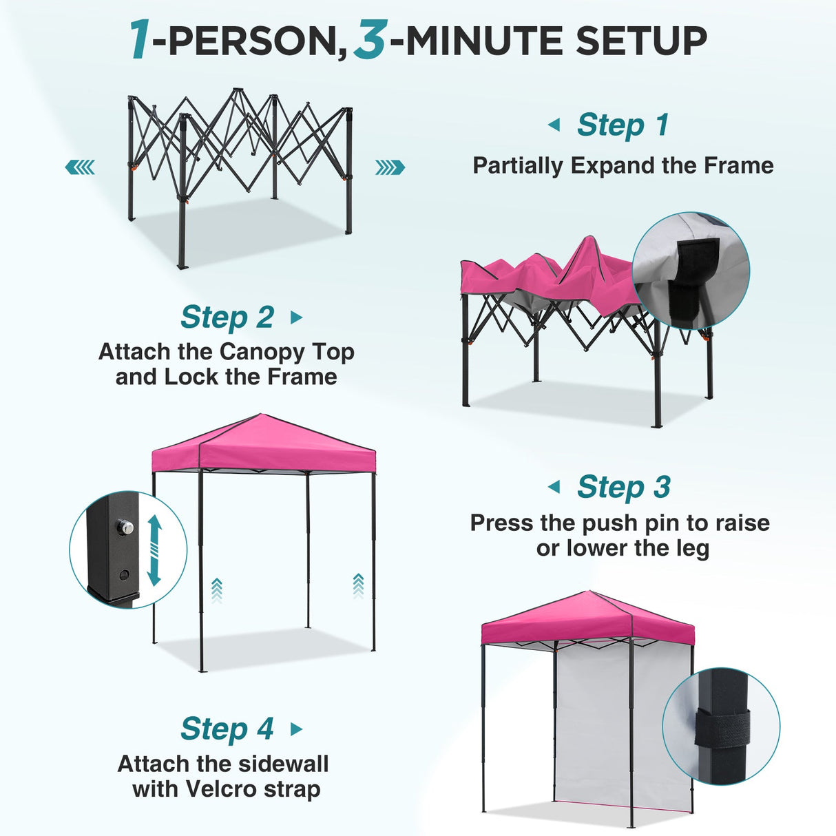 6x4 Instant Pop Up Canopy Tent with 1 Side Wall Panel - Eagle Peak®