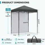 6x4 Instant Pop Up Canopy Tent with 1 Side Wall Panel - Eagle Peak®