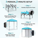 6x4 Instant Pop Up Canopy Tent with 1 Sidewall - Eagle Peak®