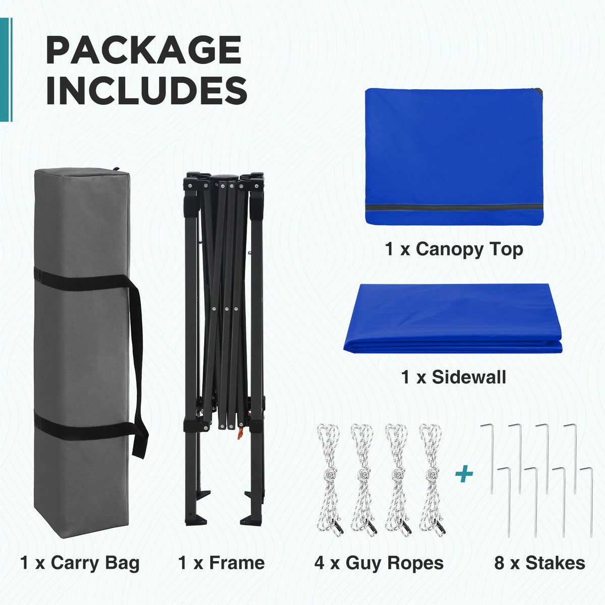 6x4 Instant Pop Up Canopy Tent with 1 Sidewall - Eagle Peak®