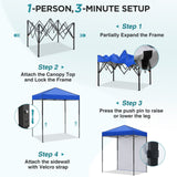 6x4 Instant Pop Up Canopy Tent with 1 Sidewall - Eagle Peak®