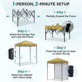 6x4 Instant Pop Up Canopy Tent with 1 Sidewall - Eagle Peak®