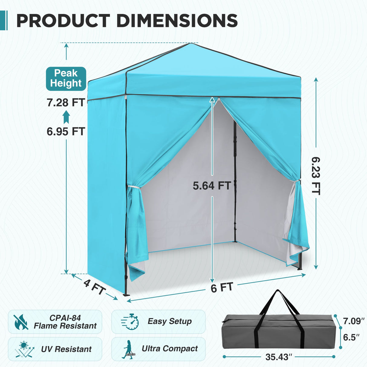 6x4 Instant Pop Up Canopy Tent with 4 Side Wall Panels - Eagle Peak®