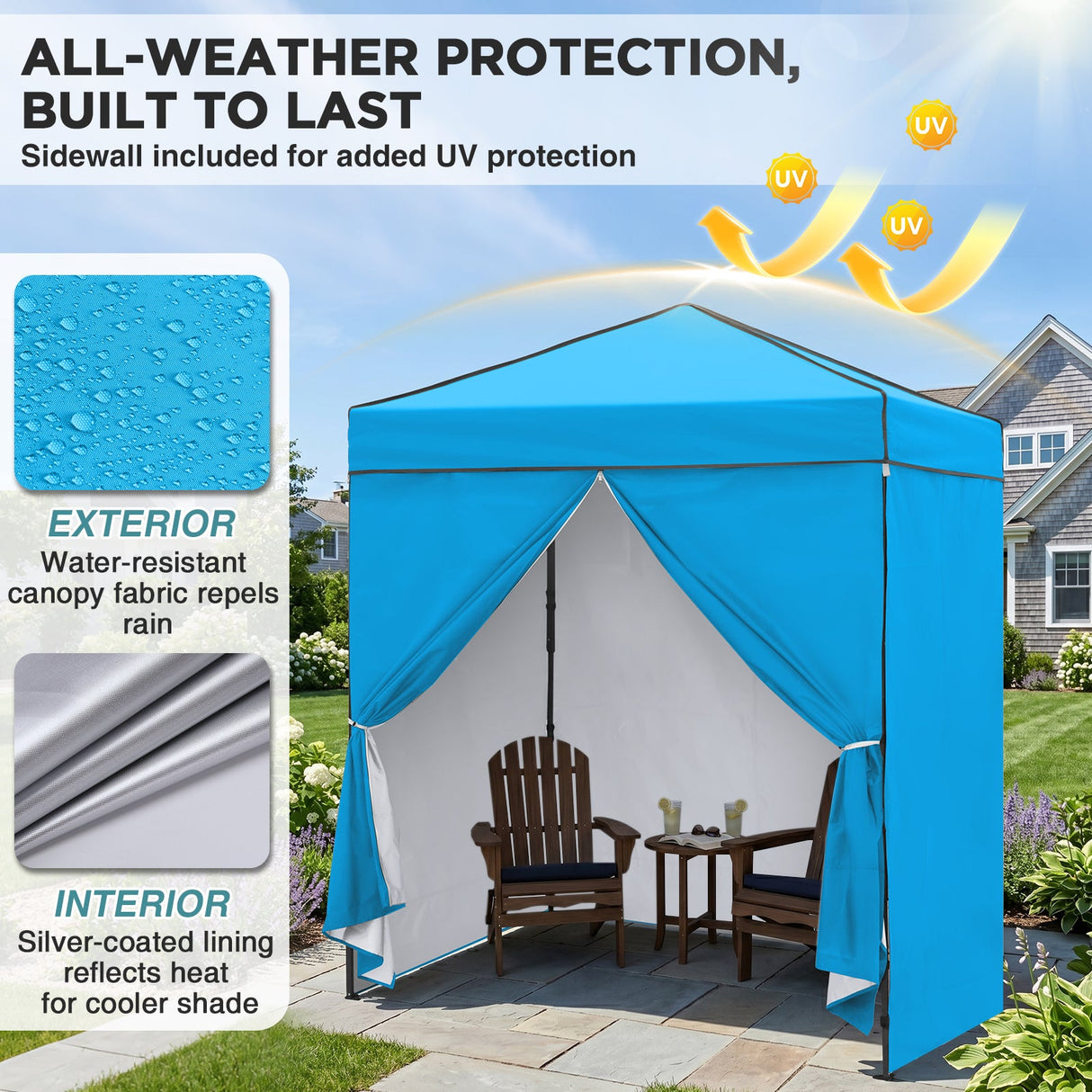 6x4 Instant Pop Up Canopy Tent with 4 Side Wall Panels - Eagle Peak®