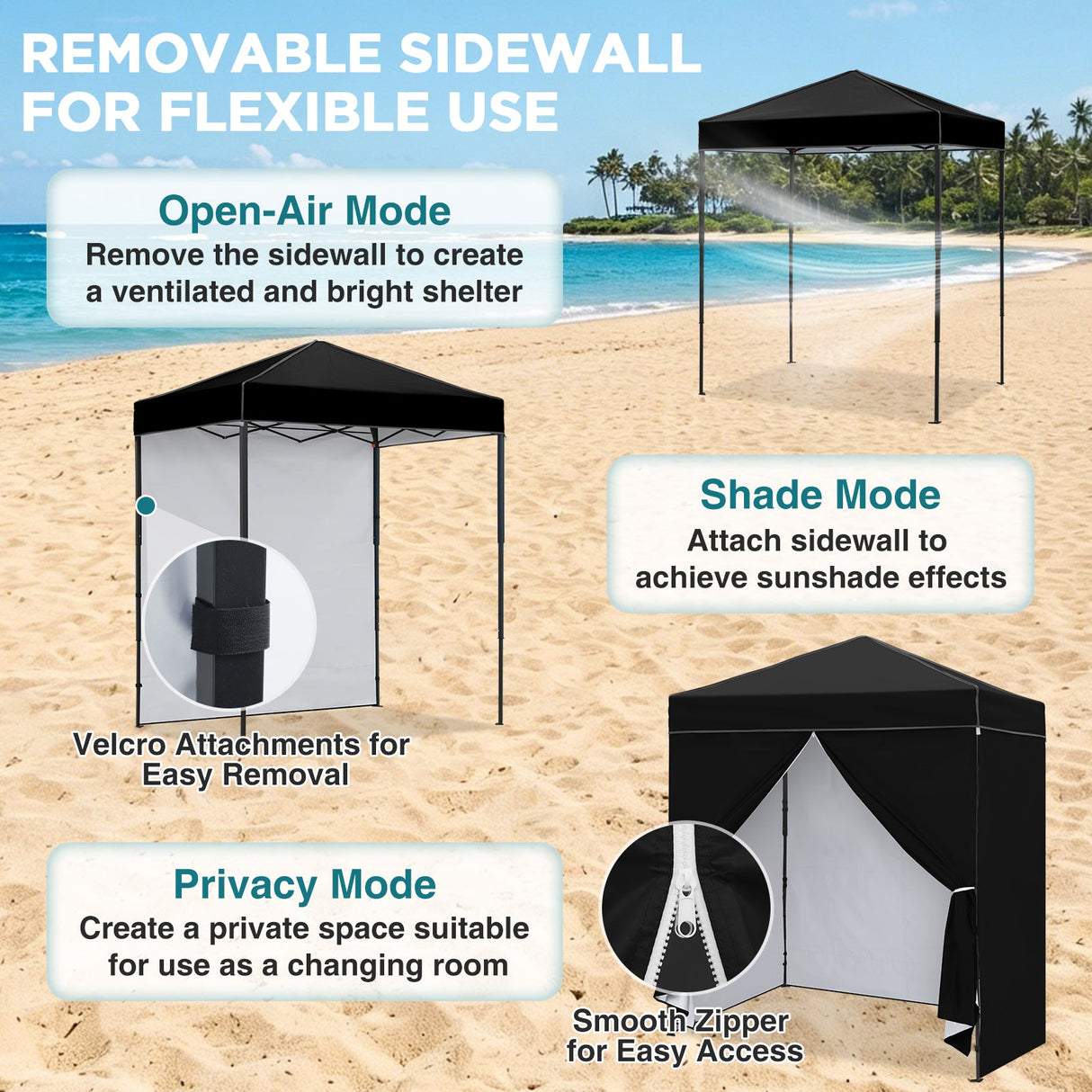 6x4 Instant Pop Up Canopy Tent with 4 Side Wall Panels - Eagle Peak®