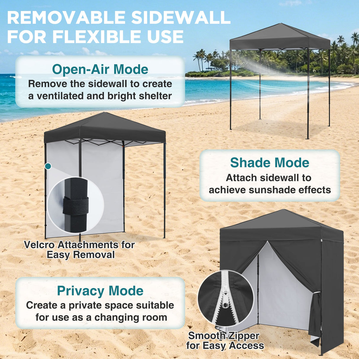6x4 Instant Pop Up Canopy Tent with 4 Side Wall Panels - Eagle Peak®