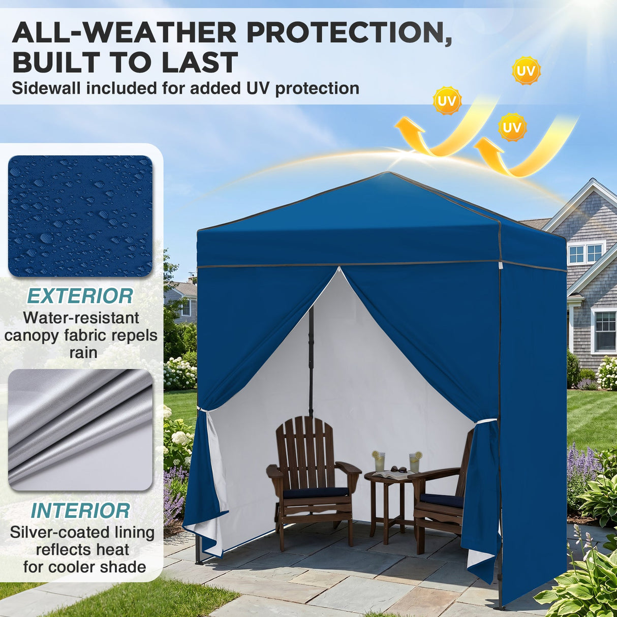 6x4 Instant Pop Up Canopy Tent with 4 Side Wall Panels - Eagle Peak®
