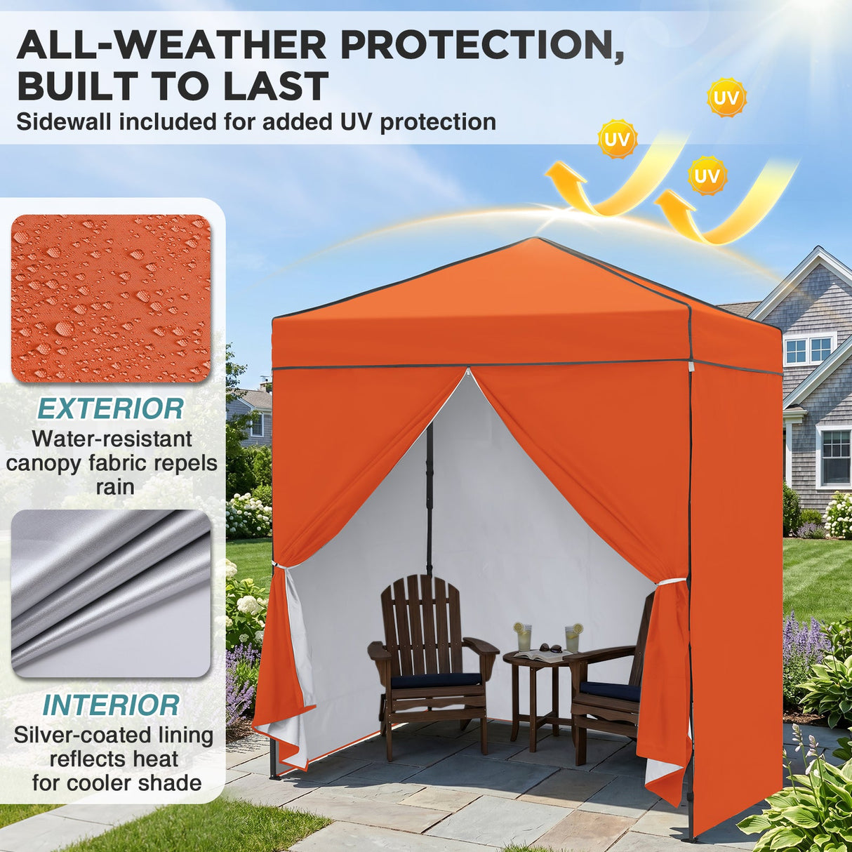 6x4 Instant Pop Up Canopy Tent with 4 Side Wall Panels - Eagle Peak®