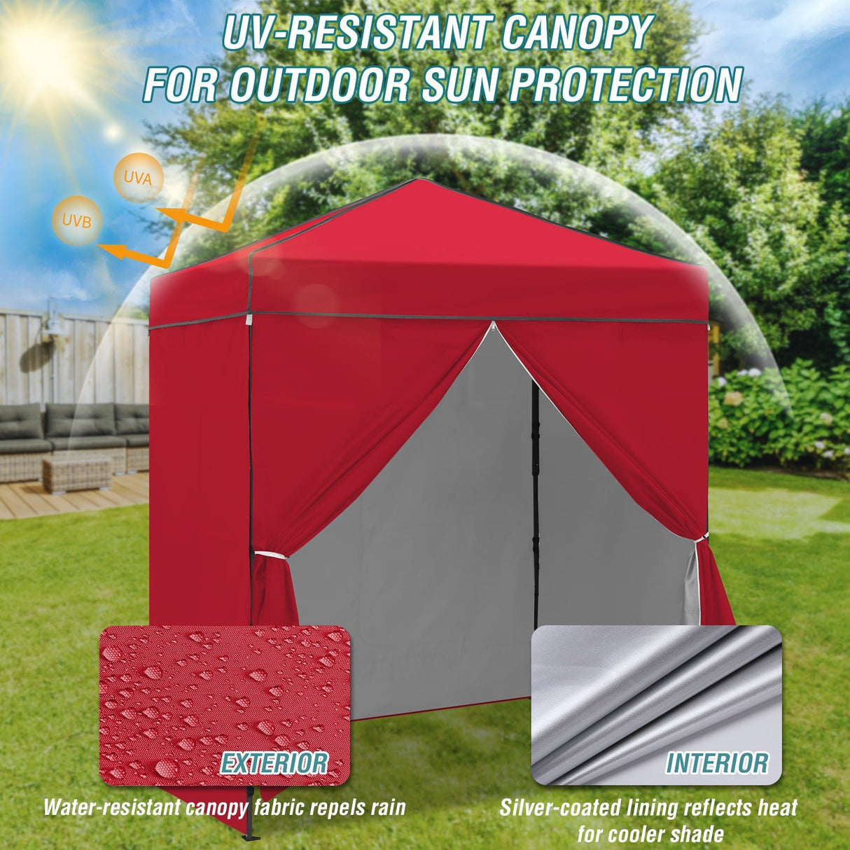 6x4 Instant Pop Up Canopy Tent with 4 Side Wall Panels - Eagle Peak Custom Canopy Tent