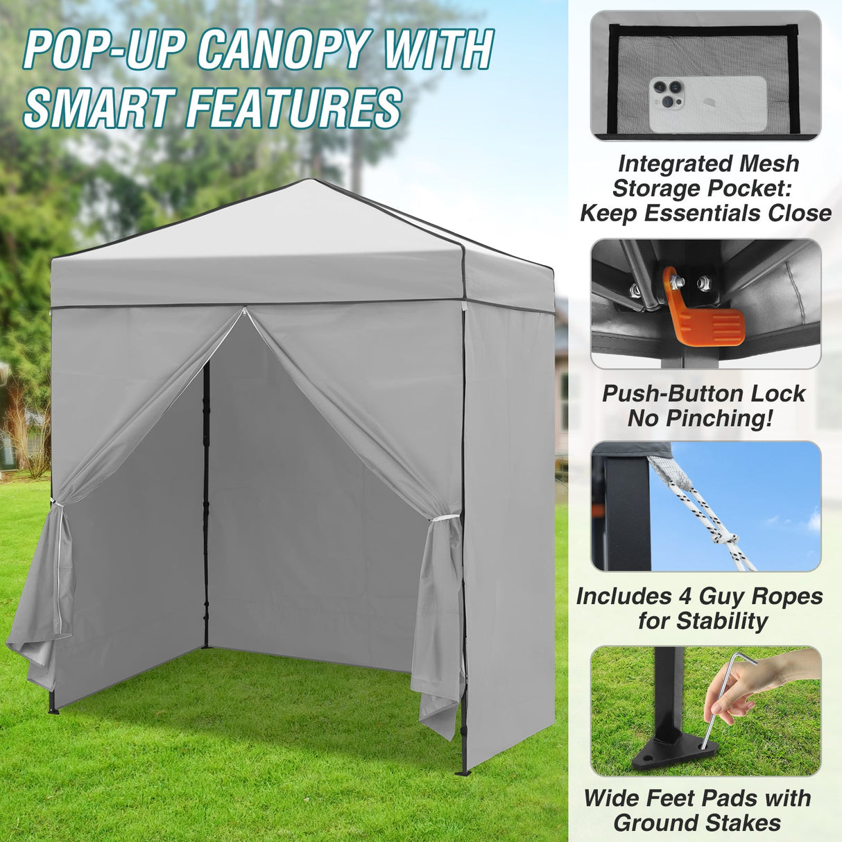 6x4 Instant Pop Up Canopy Tent with 4 Side Wall Panels - Eagle Peak Custom Canopy Tent