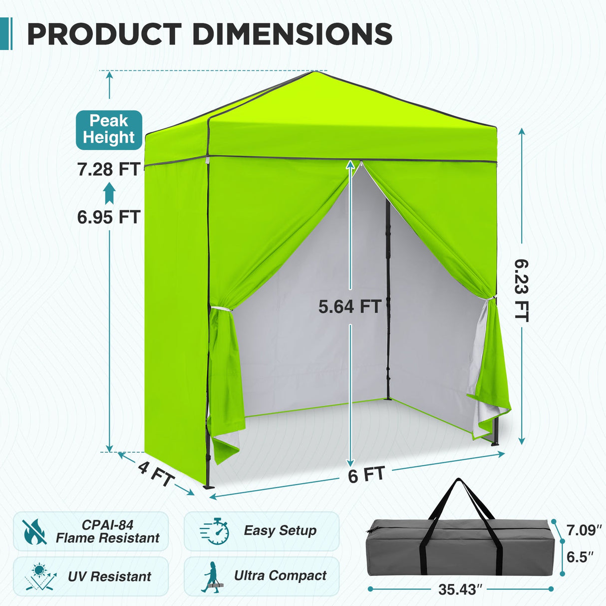 6x4 Instant Pop Up Canopy Tent with 4 Side Wall Panels - Eagle Peak®