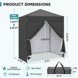 6x4 Instant Pop Up Canopy Tent with 4 Side Wall Panels - Eagle Peak®
