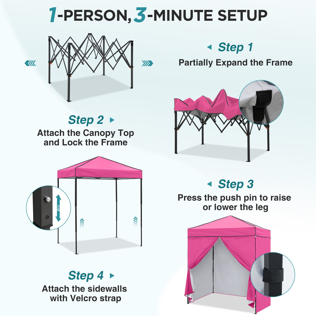 6x4 Instant Pop Up Canopy Tent with 4 Side Wall Panels - Eagle Peak®