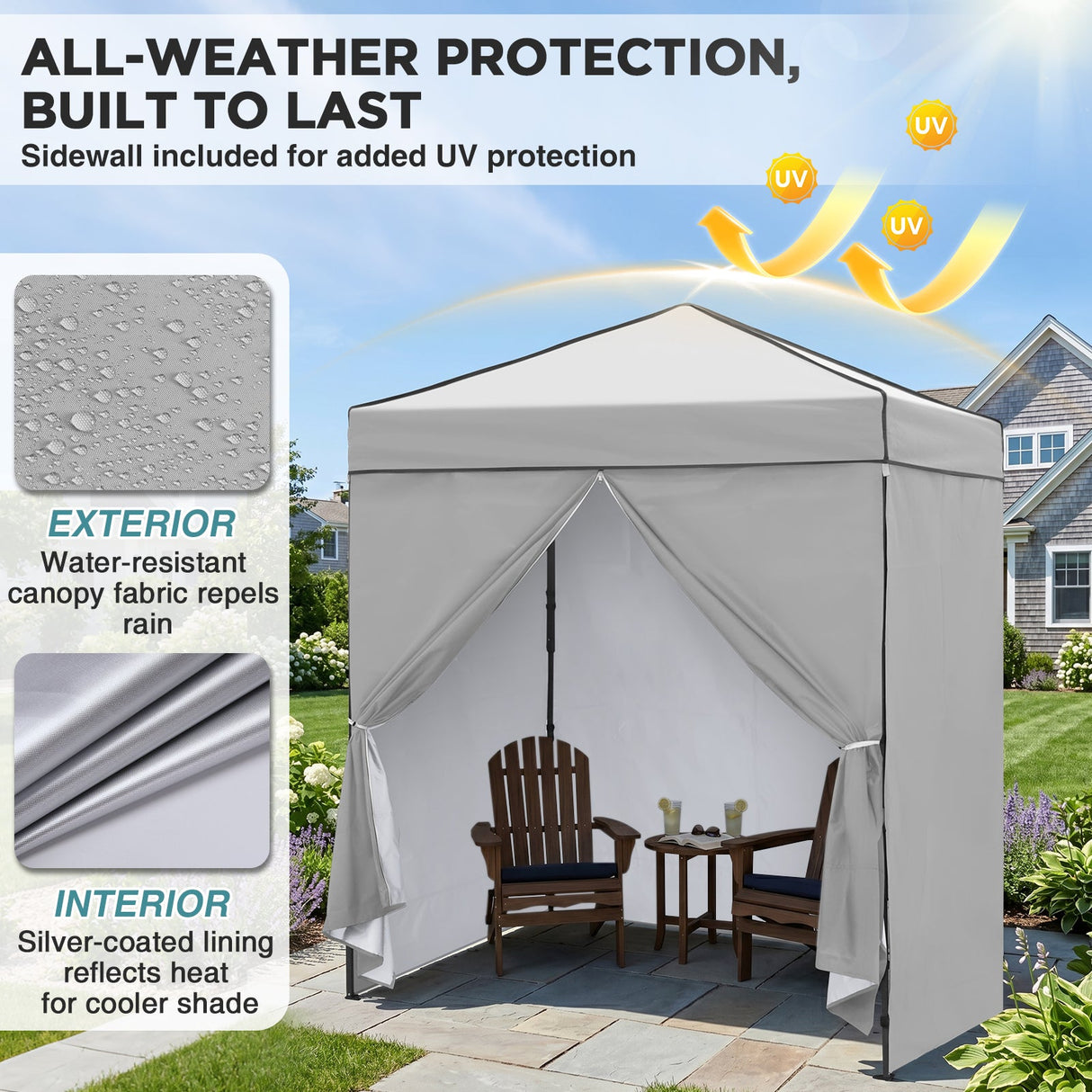 6x4 Instant Pop Up Canopy Tent with 4 Side Wall Panels - Eagle Peak®
