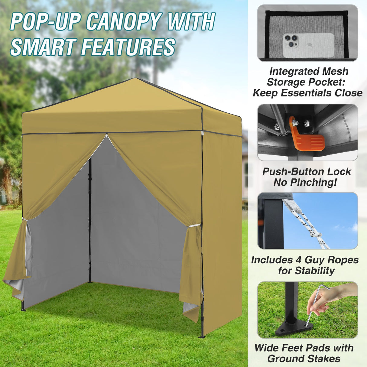 6x4 Instant Pop Up Canopy Tent with 4 Side Wall Panels - Eagle Peak Custom Canopy Tent