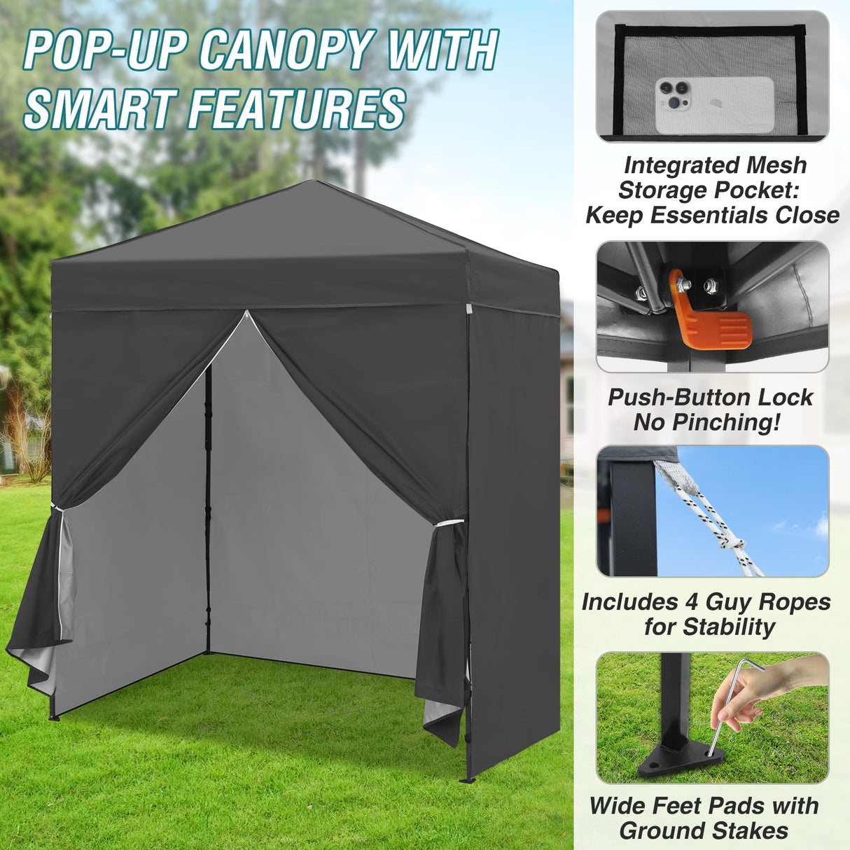 6x4 Instant Pop Up Canopy Tent with 4 Side Wall Panels - Eagle Peak Custom Canopy Tent