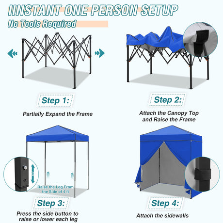 6x4 Instant Pop Up Canopy Tent with 4 Side Wall Panels - Eagle Peak Custom Canopy Tent