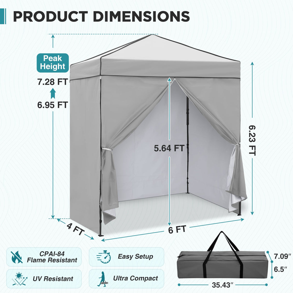 6x4 Instant Pop Up Canopy Tent with 4 Side Wall Panels - Eagle Peak®