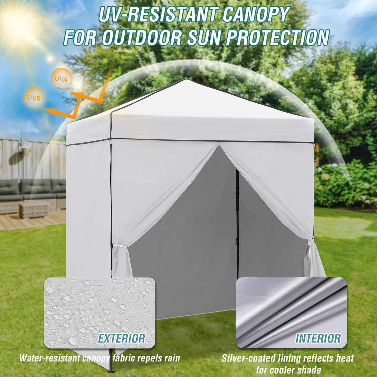 6x4 Instant Pop Up Canopy Tent with 4 Side Wall Panels - Eagle Peak Custom Canopy Tent