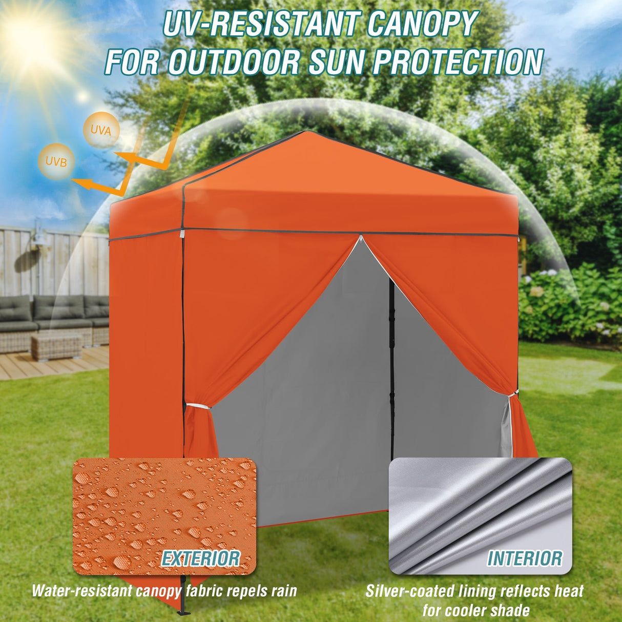 6x4 Instant Pop Up Canopy Tent with 4 Side Wall Panels - Eagle Peak Custom Canopy Tent