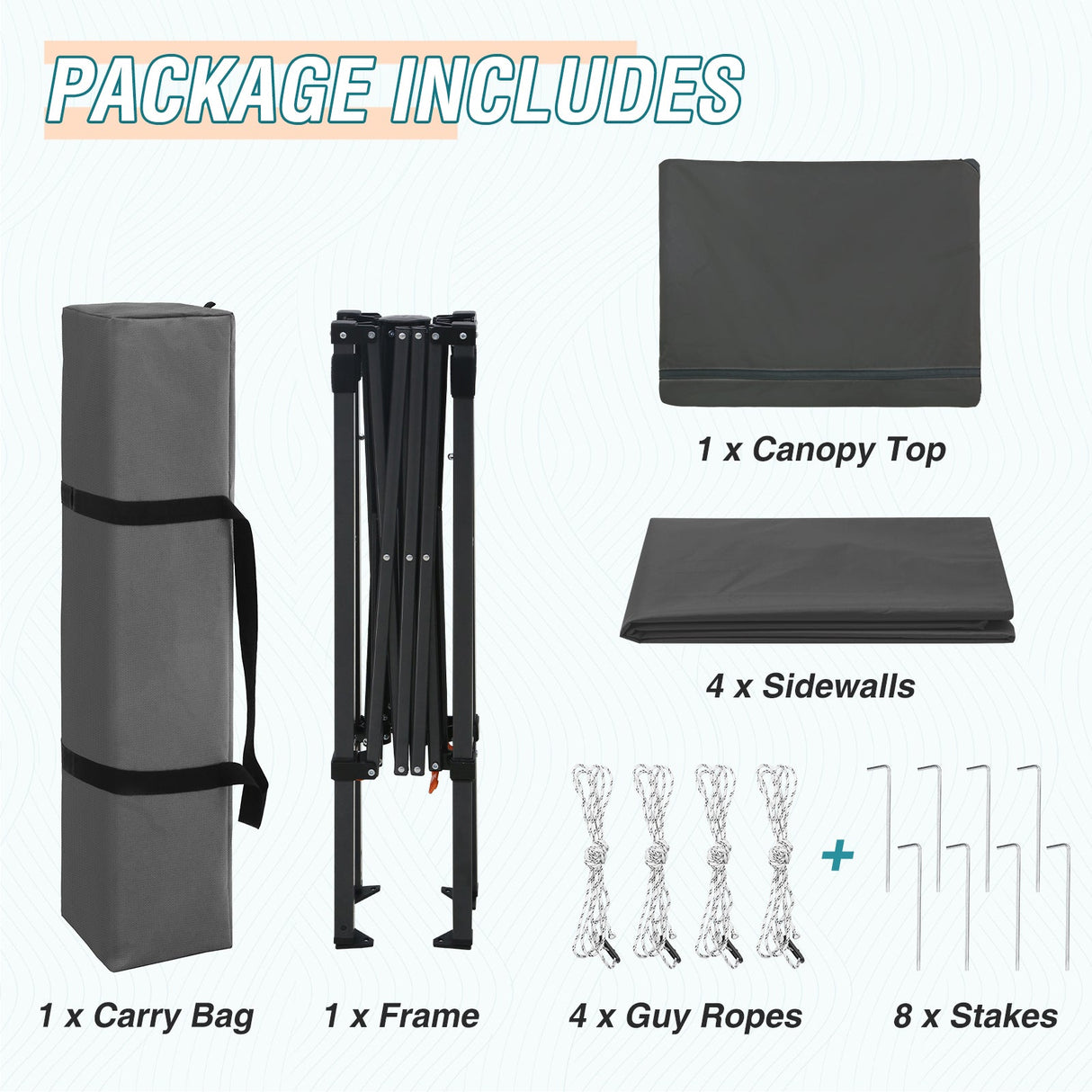 6x4 Instant Pop Up Canopy Tent with 4 Side Wall Panels - Eagle Peak Custom Canopy Tent