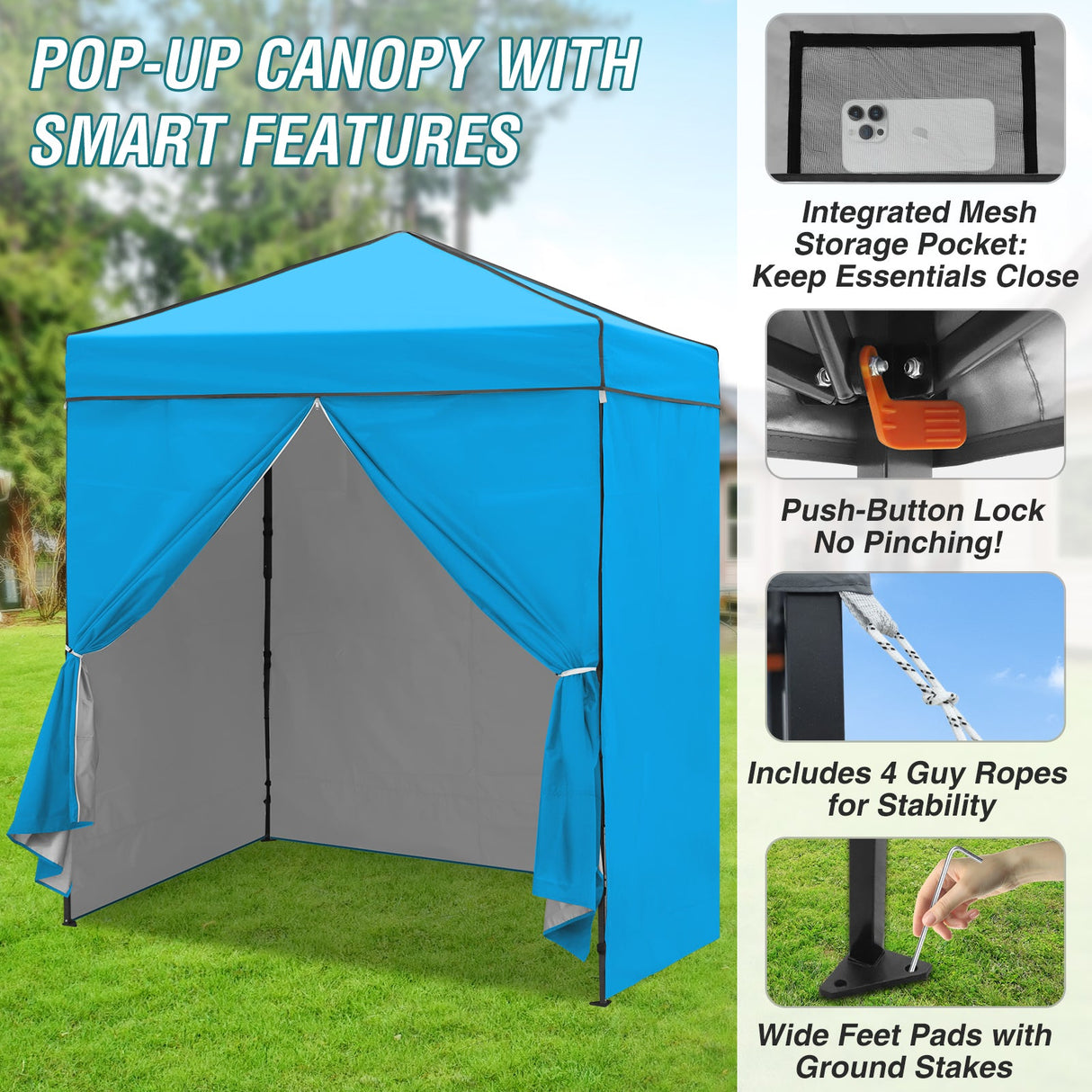 6x4 Instant Pop Up Canopy Tent with 4 Side Wall Panels - Eagle Peak Custom Canopy Tent