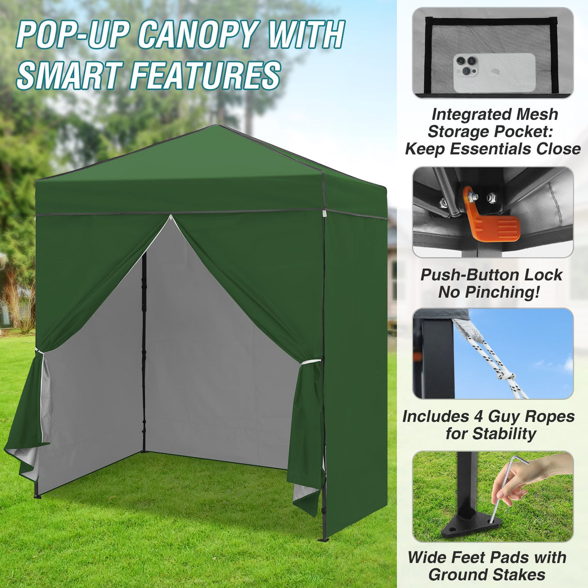 6x4 Instant Pop Up Canopy Tent with 4 Side Wall Panels - Eagle Peak Custom Canopy Tent