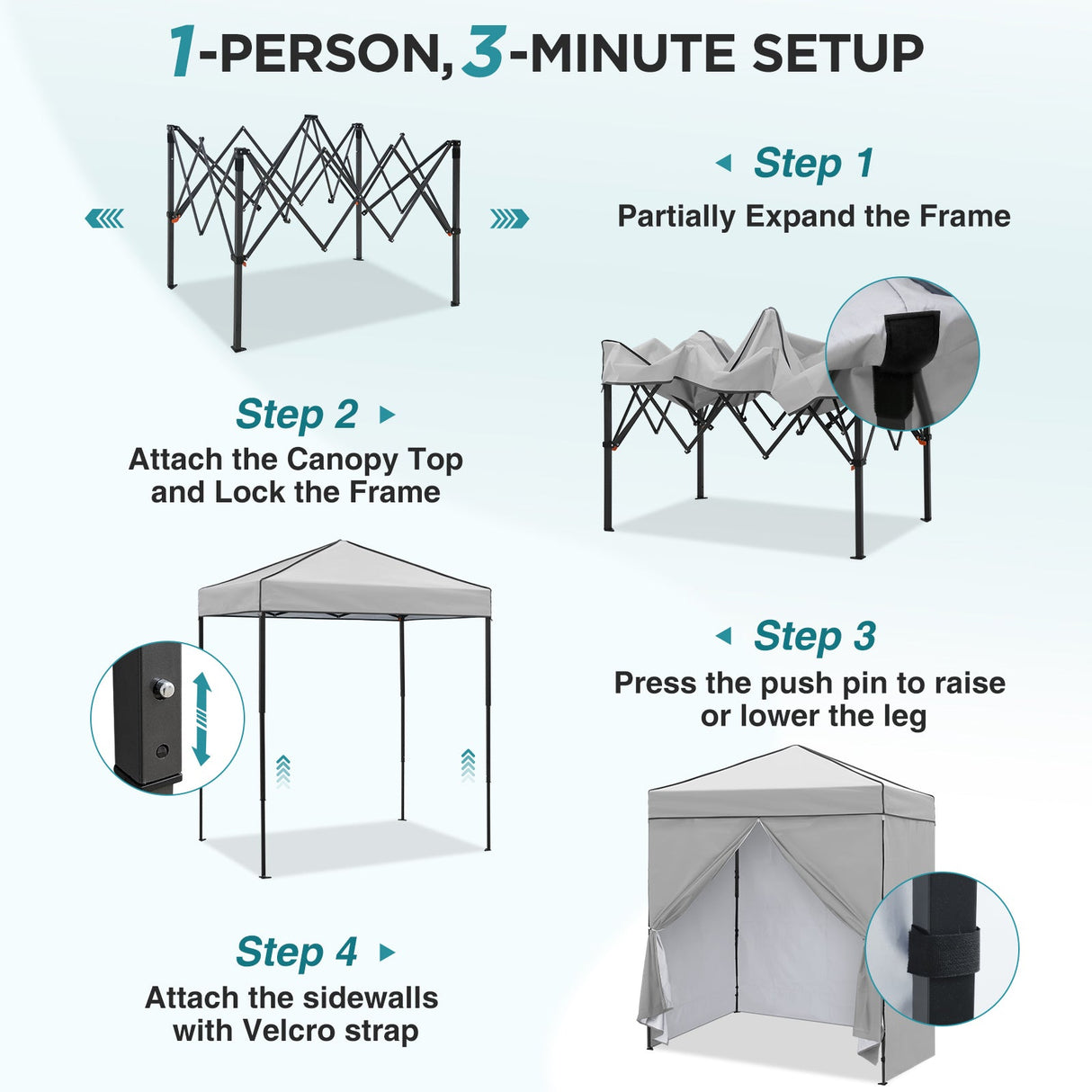 6x4 Instant Pop Up Canopy Tent with 4 Side Wall Panels - Eagle Peak®