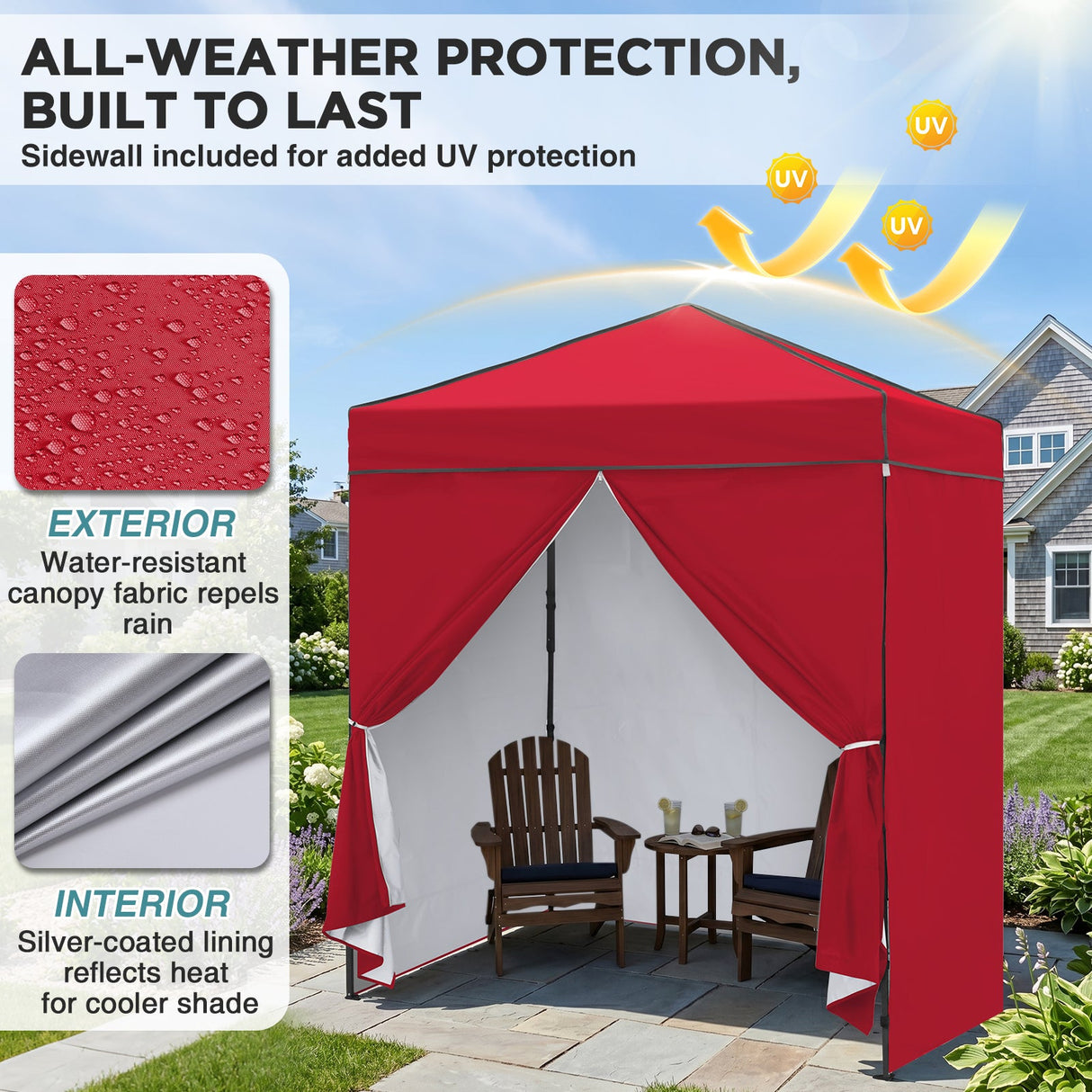 6x4 Instant Pop Up Canopy Tent with 4 Side Wall Panels - Eagle Peak®