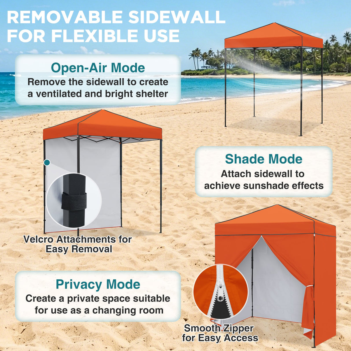 6x4 Instant Pop Up Canopy Tent with 4 Side Wall Panels - Eagle Peak®