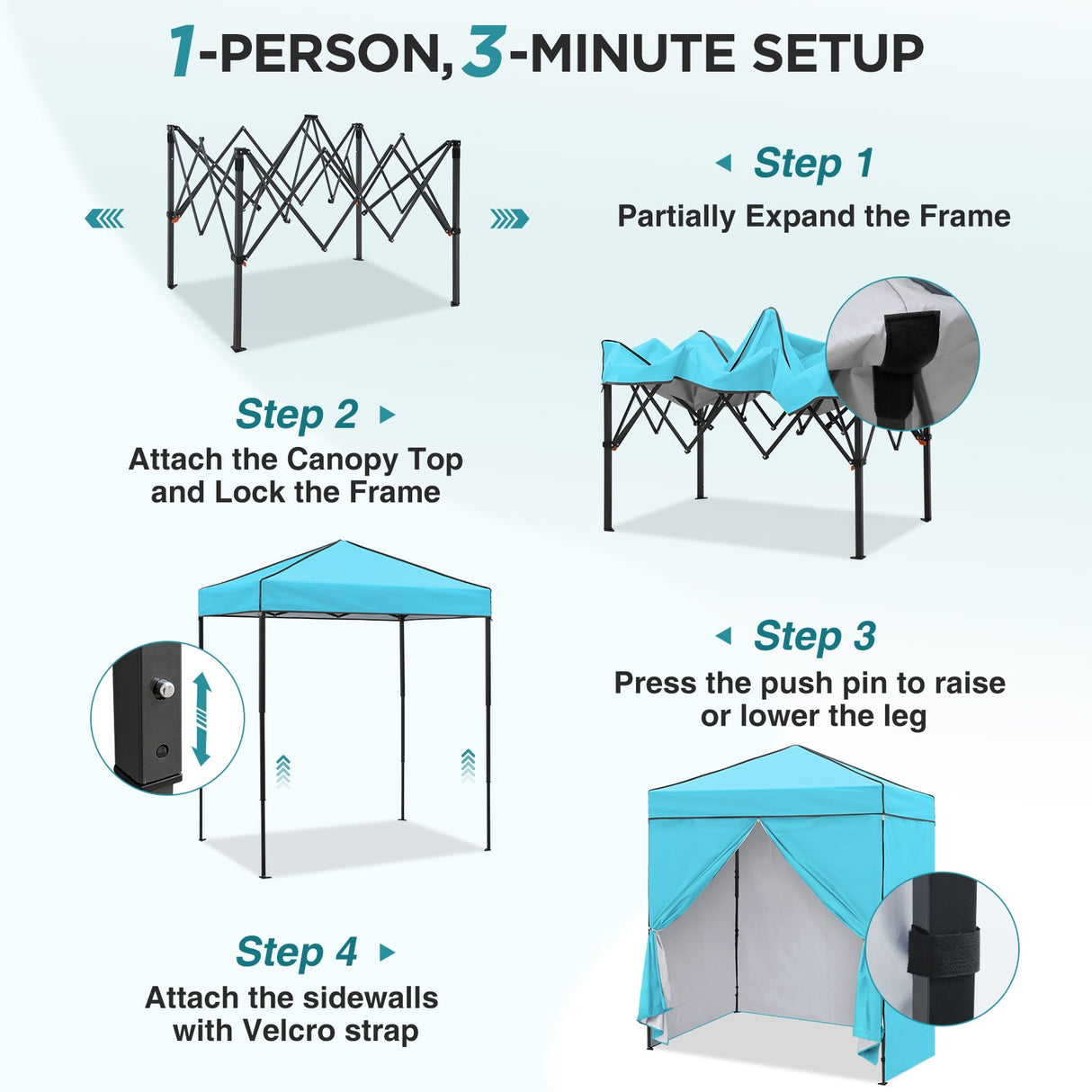 6x4 Instant Pop Up Canopy Tent with 4 Side Wall Panels - Eagle Peak®